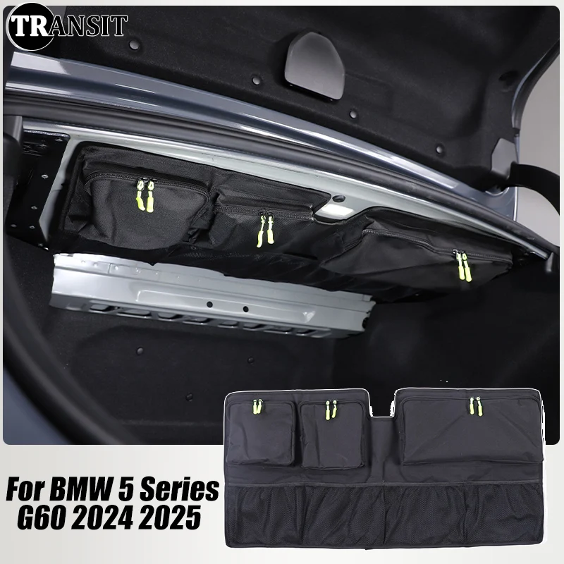 

For BMW 5 Series G60 2024 2025 Car Trunk Organizer Tool Storage Bag Pocket Cover Stowing Tidying Interior Accessories