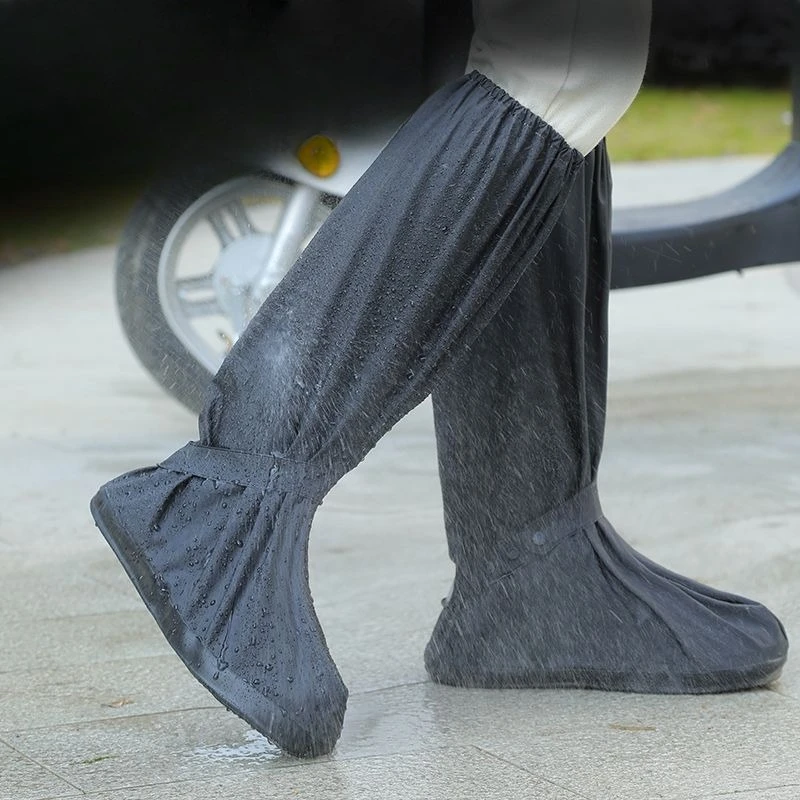 Unisex Waterproof High Rain Boot Covers Anti Slip Thickened Durable Shoe Protectors for Outdoor Cycling Adults