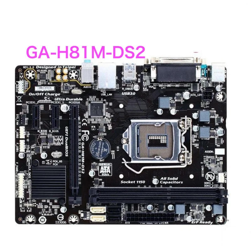 

Подходит для Gigabyte GA-H81M-DS2 десктопной материнской платы LGA 1150 DDR3 SATA3.0 материнская плата 100% протестирована полностью работает Бесплатная доставка