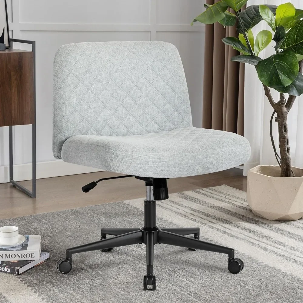 

Criss Cross Office Desk Chair,Armless Fabric Modern Home Office Chair with Wheels, 120° Rocking Wide Seat Chair Computer