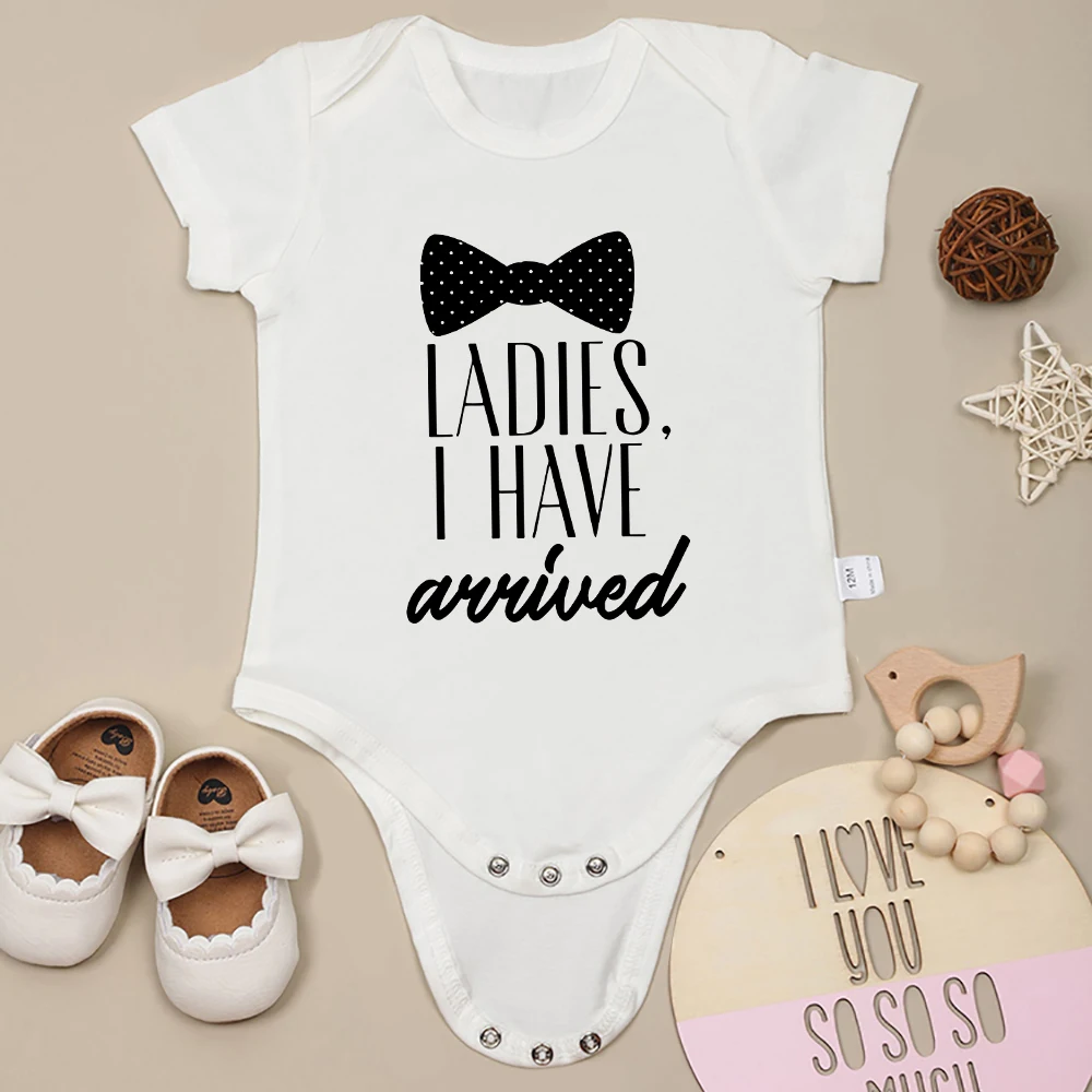 

Fun Newborn Clothes Ladies I have Arrived Print Baby Boy Bodysuit Fashion Trend European Style Cotton Infant Romper Gift