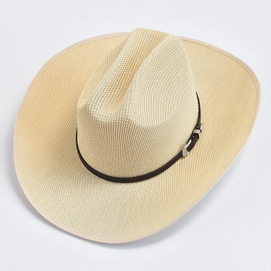 Vintage Western Cowboy Hat For Men Women Summer Wide Brim Cowgirl Jazz Hat Outdoor Beach Sunscreen Caps