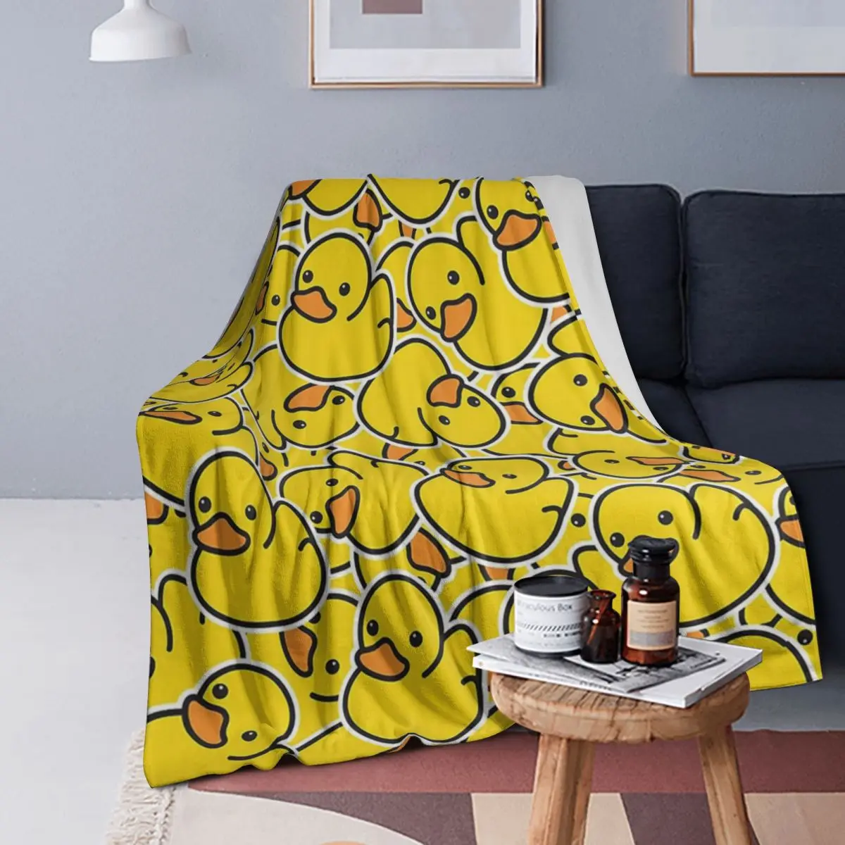 

Yellow Classic Rubber Duck Blanket Soft Warm Flannel Throw Blanket Bedspread for Bed Living room Picnic Travel Home Sofa