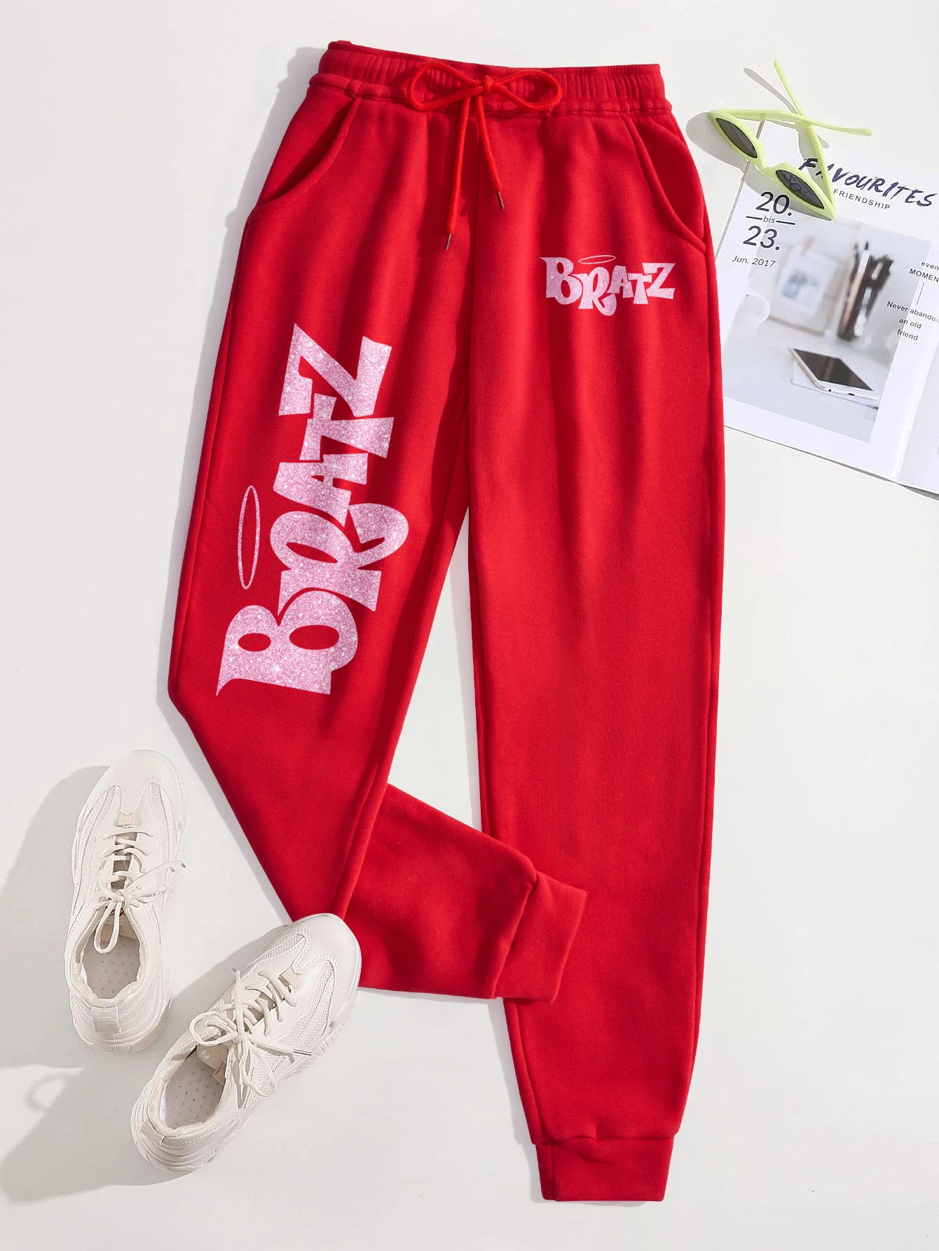 Pink Bratz Letter Printing Women Pants Casual Multicolor Sweatpants Autumn Fashion Sweatpant Warm Fleece Y2K Joggers Pant