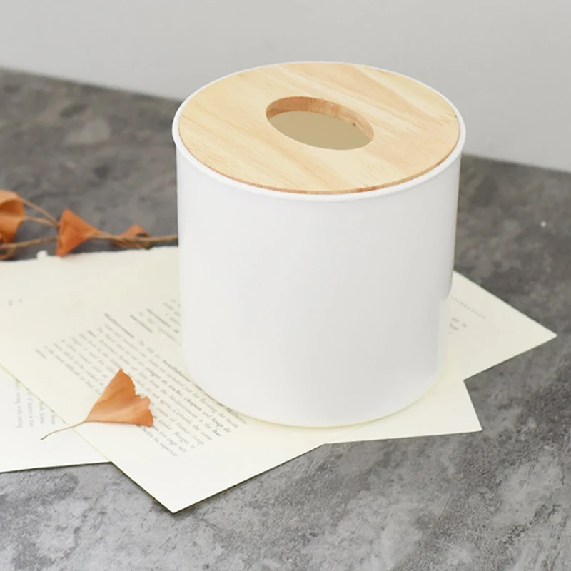 Round Tissue Box Bamboo Wood Drawer Napkin Box Toilet Roll Holder Storage Box Roll Paper Box Living Room Toilet Roll Paper Box