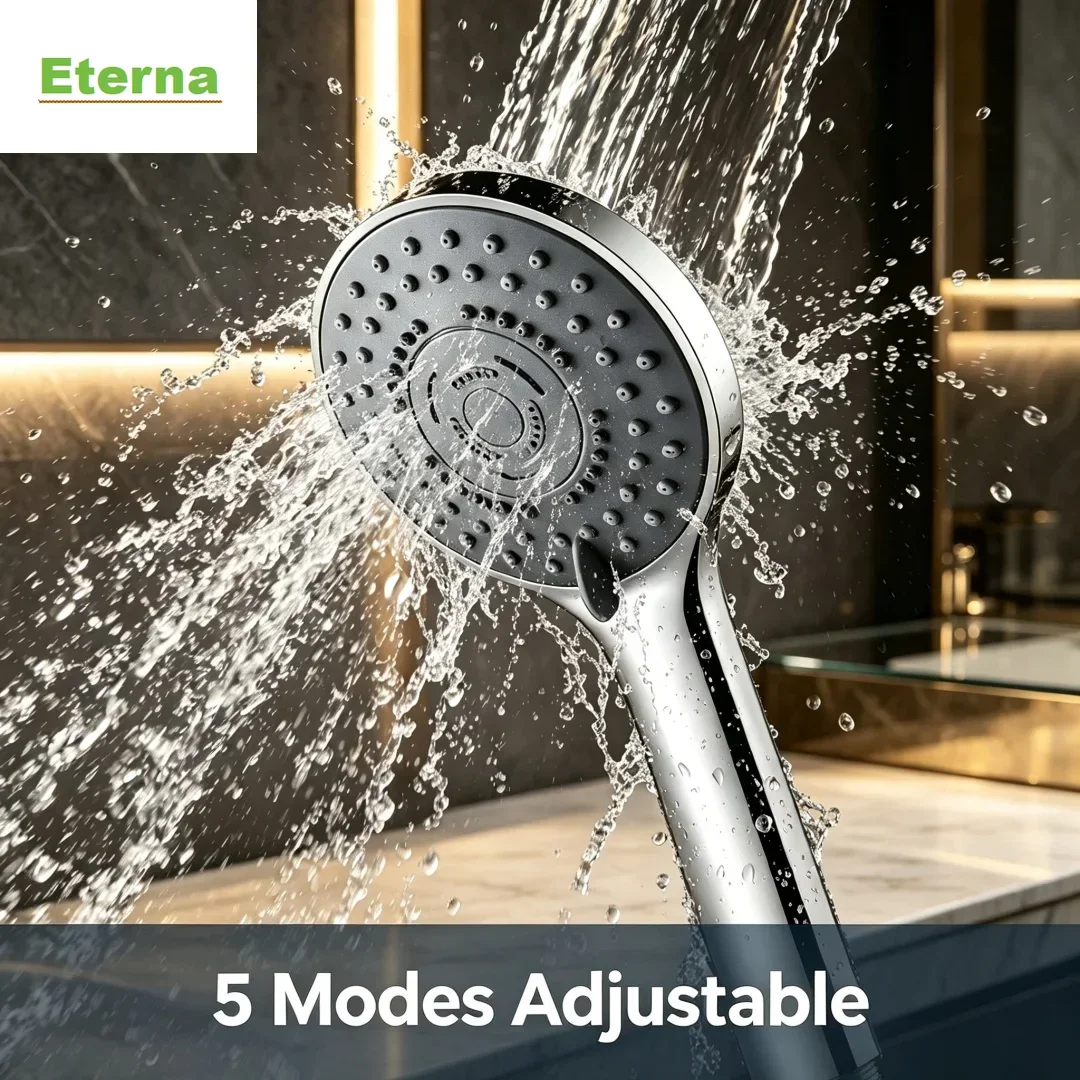 Handheld Shower Head Adjustable High‑Pressure Spray with Anti‑Clog Nozzles Water‑Saving Hand Shower