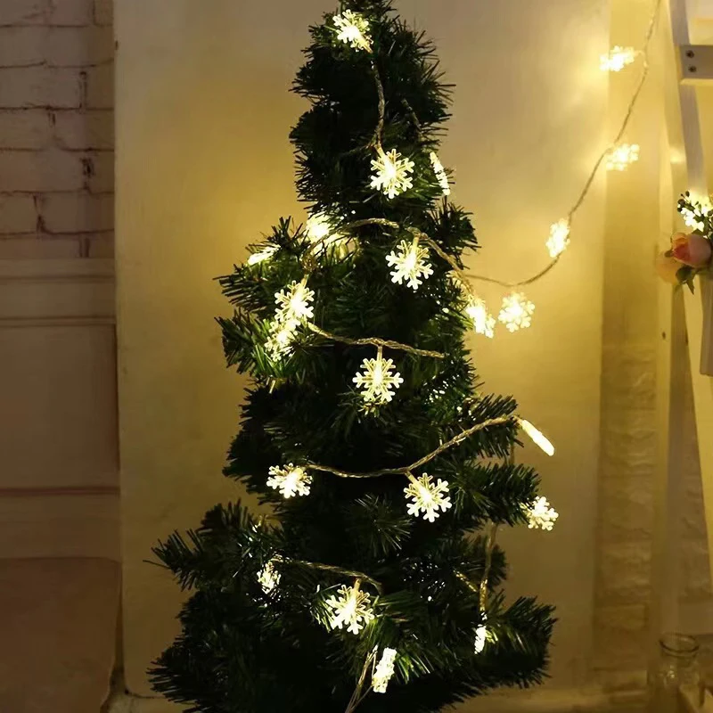 Decoração de natal 2023 floco de neve bola cereja lua luzes da corda festão led luz rua guirlanda iluminação do feriado ano novo