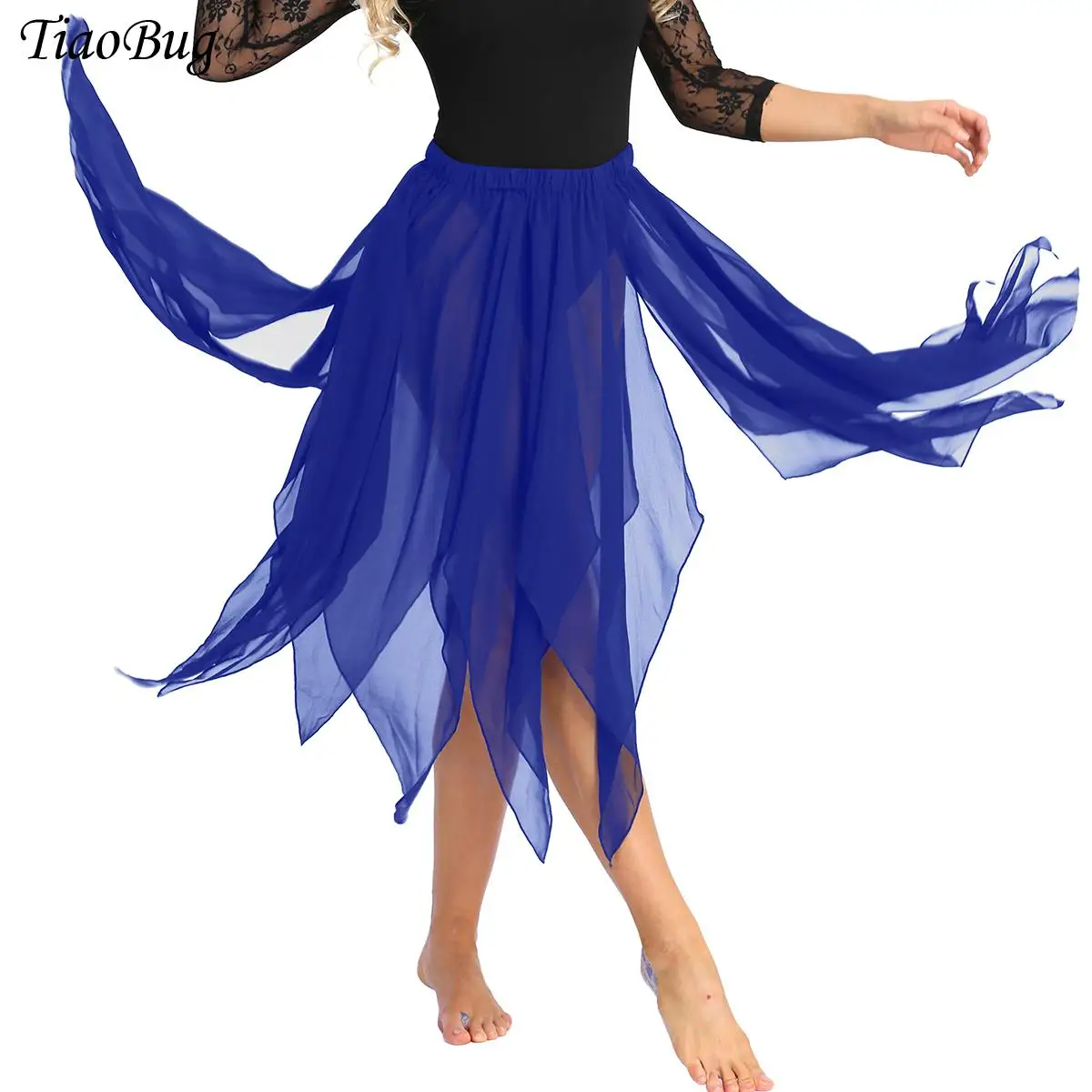 

Womens Girls Chiffon Skirt Ballet Belly Dance Skirts Side Split Pure Color Dancewear Modern Lyrical Dance Performance Costume