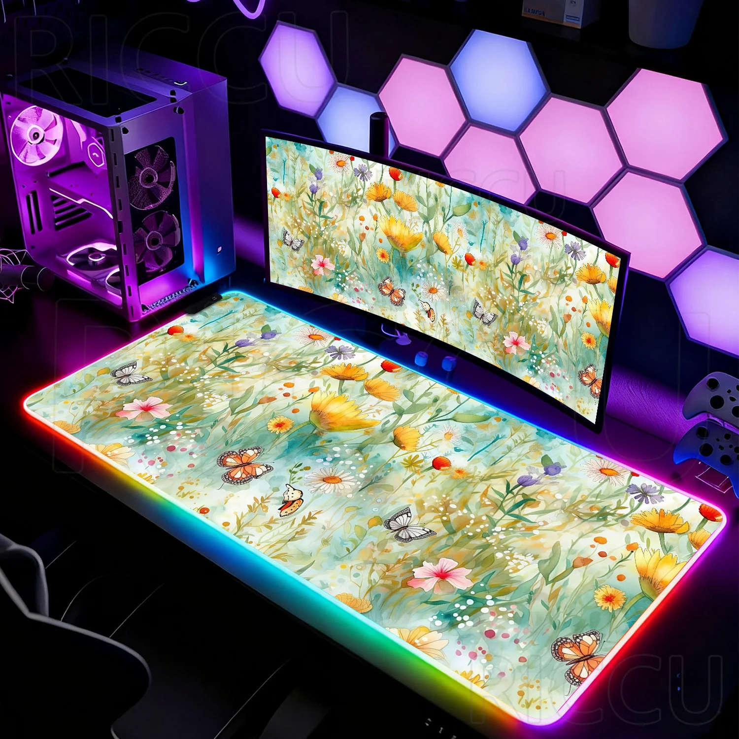 

RGB XXL Vintage line draft flower Desk Mat Gaming Mouse Pad Large Mousepad Tablepad Office PC Accessories HD Extended LED Mats