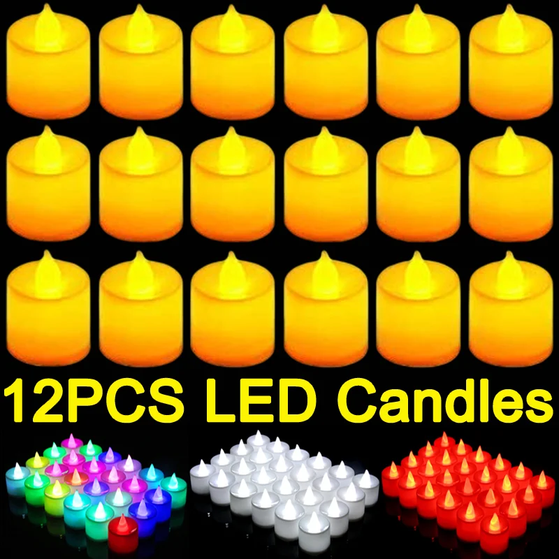 12/3Pcs LED Electronic Candles Battery Operated Flameless Tealight Fake Candles Lamp Wedding Birthday Party Home Decor Lights