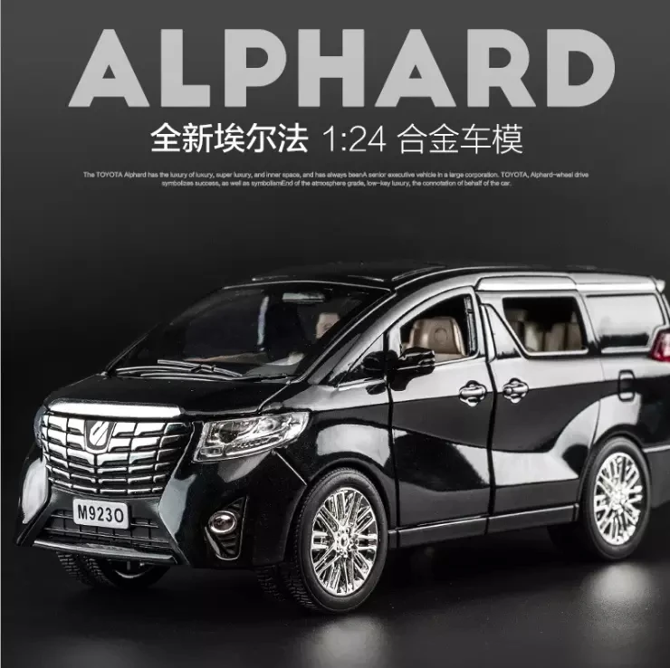 1: 24 Simulation Toyota Alphard Alloy Car Model Metal Toys Acousto Optic Car MPV Children's New Year Birthday Gift