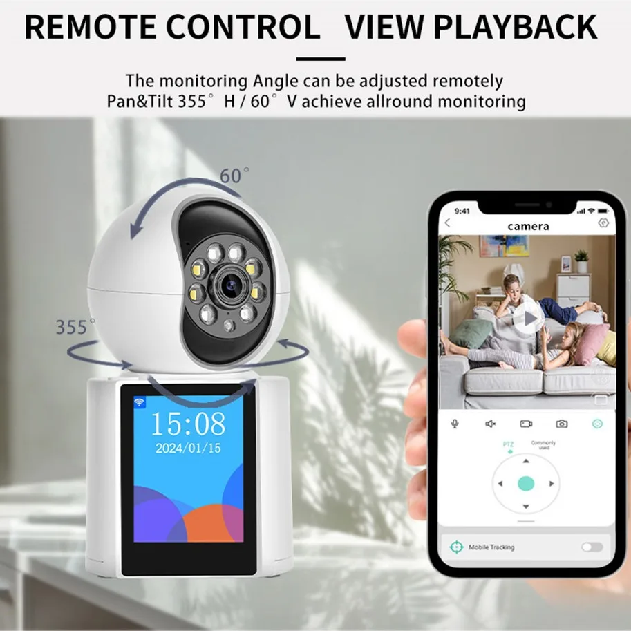 Two Way Video Calls Camera for Seniors And Baby Monitoring Video Calls Camera Wifi One-Click Calling 3MP PTZ with IPS Screen V30