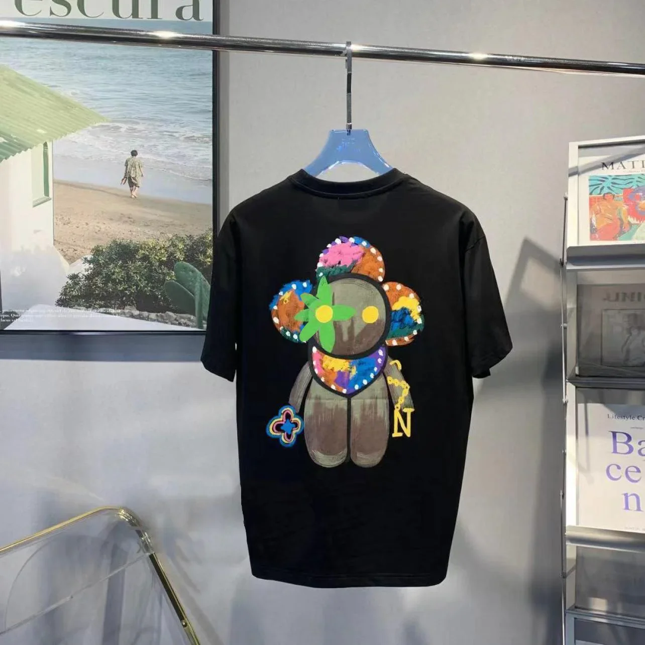 وراء اتجاه الصيف الجديد، تي شيرت كاجوال بأكمام قصيرة ورقبة دائرية ونمط طباعة شخصية للرجال والنساء مقاس كبير