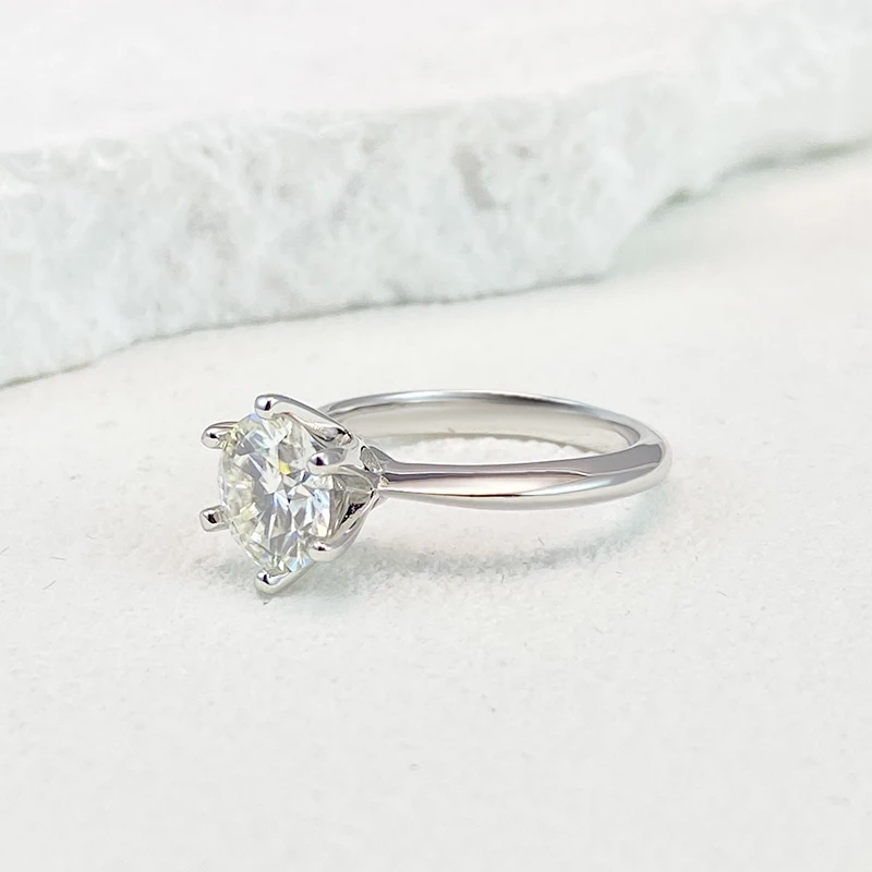NeeTim 0,5-5ct Moissanit-Ring für Damen, 925er Sterlingsilber mit Weißgold-Beschichtung, funkelnder Verlobungs- und Ehering-Schmuck – Detail 7