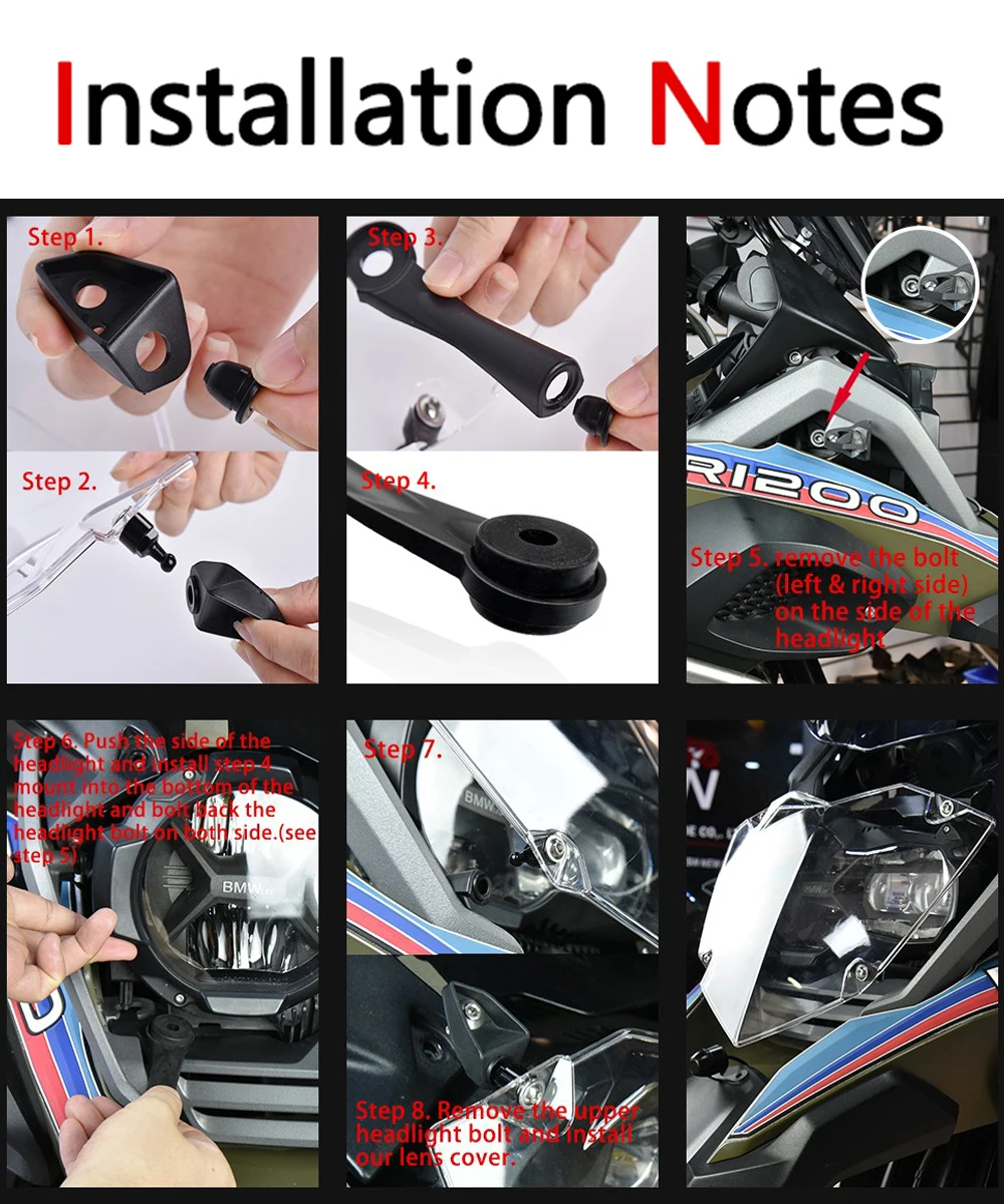 NEW Headlight Guard Headlight Protector Cover For BMW R1250GS 2023 R1200GS 2013-2022 R1250GS ADVENTURE ADV 2020 2019 2018 2017 - Image 4