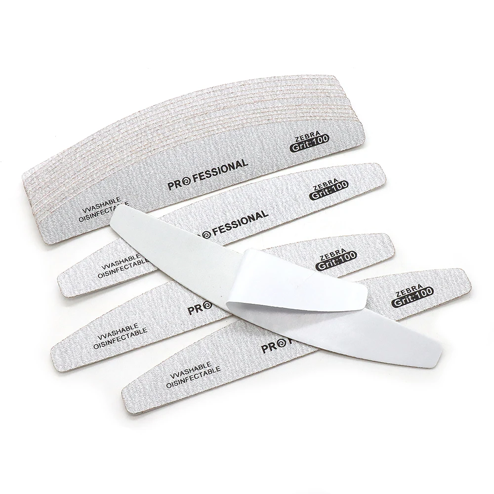 

10Pcs Replaceable Gray Sandpaper Nails File 100/180 Grit Banana Reusable Nail Files With Metal Board Nails Accessories And Tools