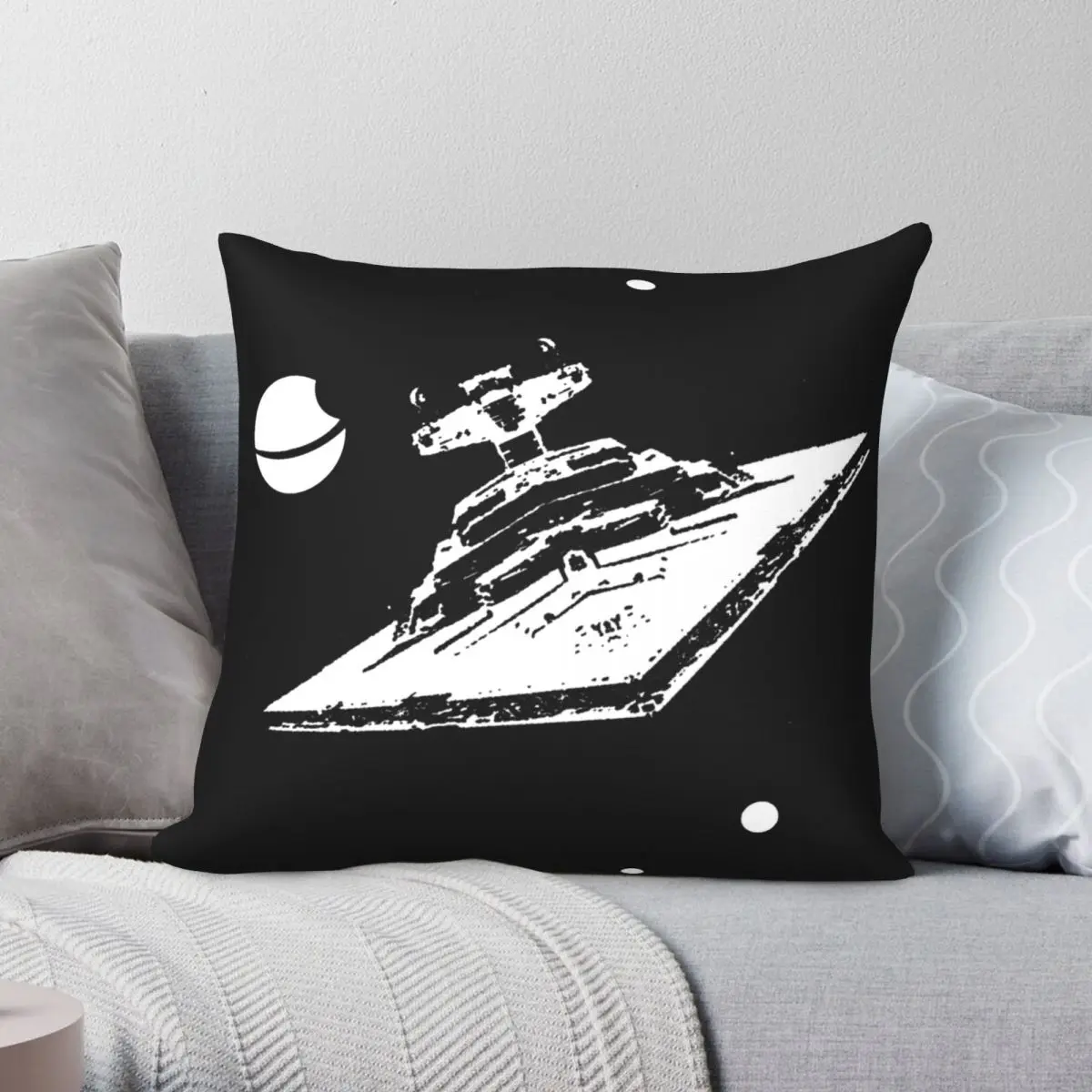 Imperial Destroyer Square Pillowcase Polyester Linen Velvet Pattern Zip Decor Sofa Seater Cushion Cover