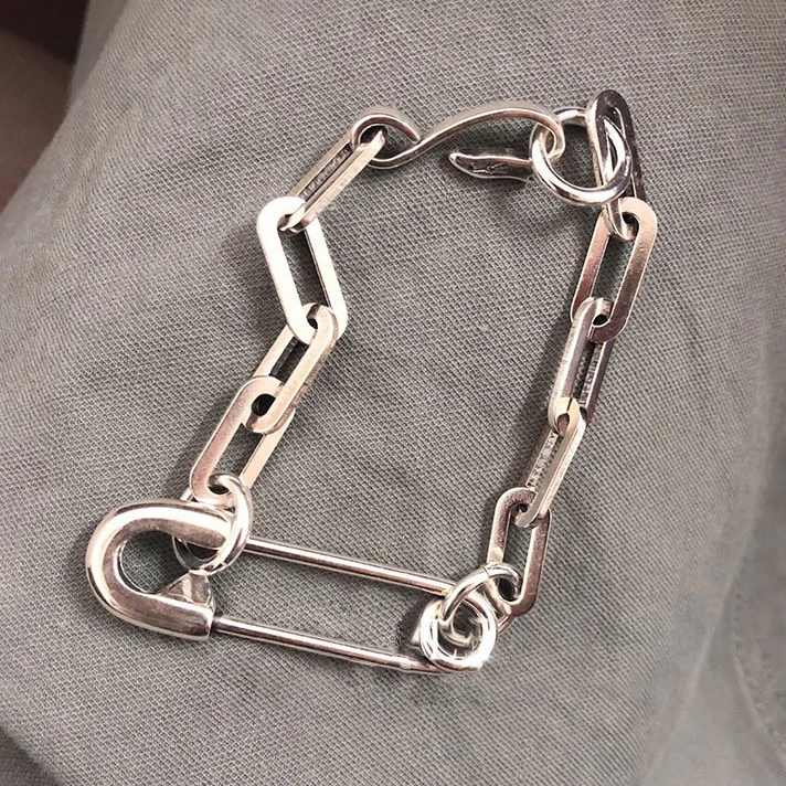 

PONYKISS 925 Sterling Silver Minimalist Paper Clip Charm Bracelets for Women Trendy Fine Jewelry Geometric Accessories