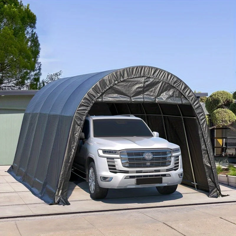 

Carport 13 x 20 футов для тяжелых условий эксплуатации, портативный гараж со стальным металлическим каркасом и круглой крышей, автомобильный навес для хранения на открытом воздухе