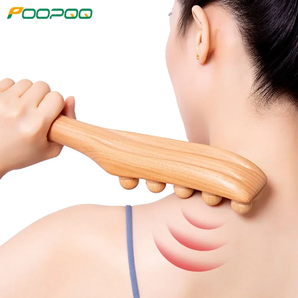 

Guasha Wood Stick Tool Wooden Therapy Scraping Lymphatic Drainage Massager Double Row Point Treatment Gua Sha Tools for Back Leg