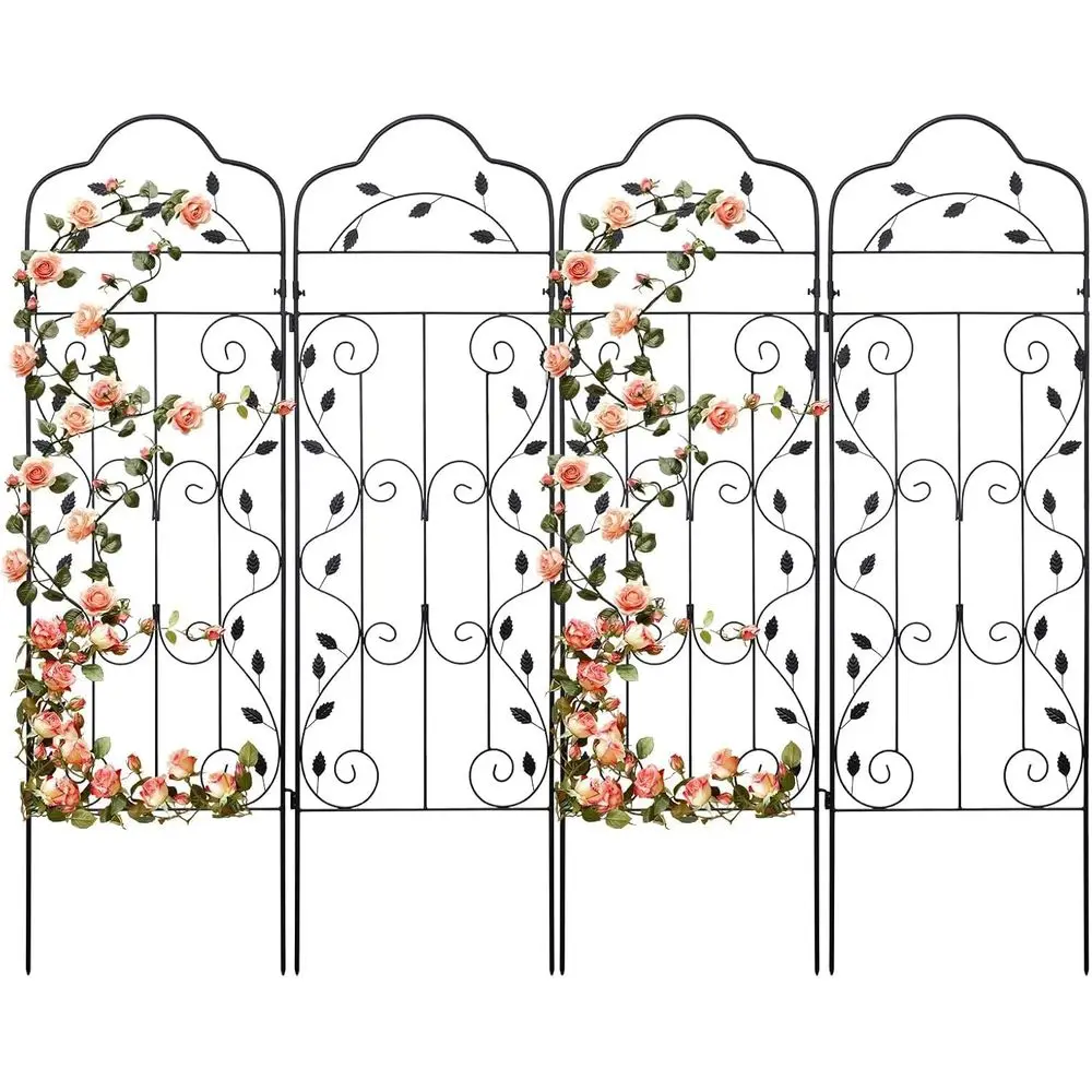 4-Pack 60x18 Inch Heavy-Duty Black Metal Garden Trellis for Climbing Plants