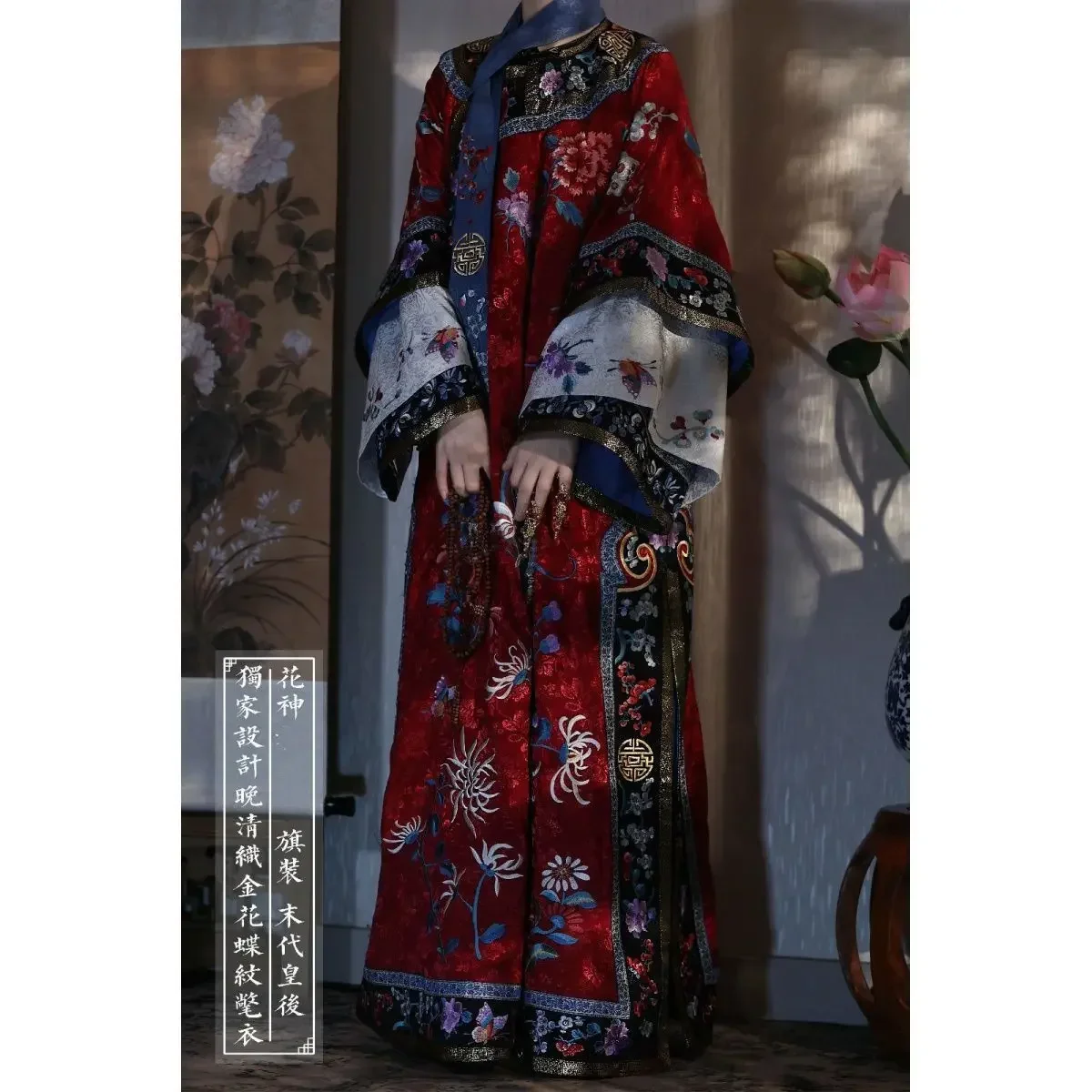 qing-dynasty-placket-imitation-red-printed-cheongsam-dress-female-2023-spring-chinese-empress-cosplay-costumes-improved-qipao