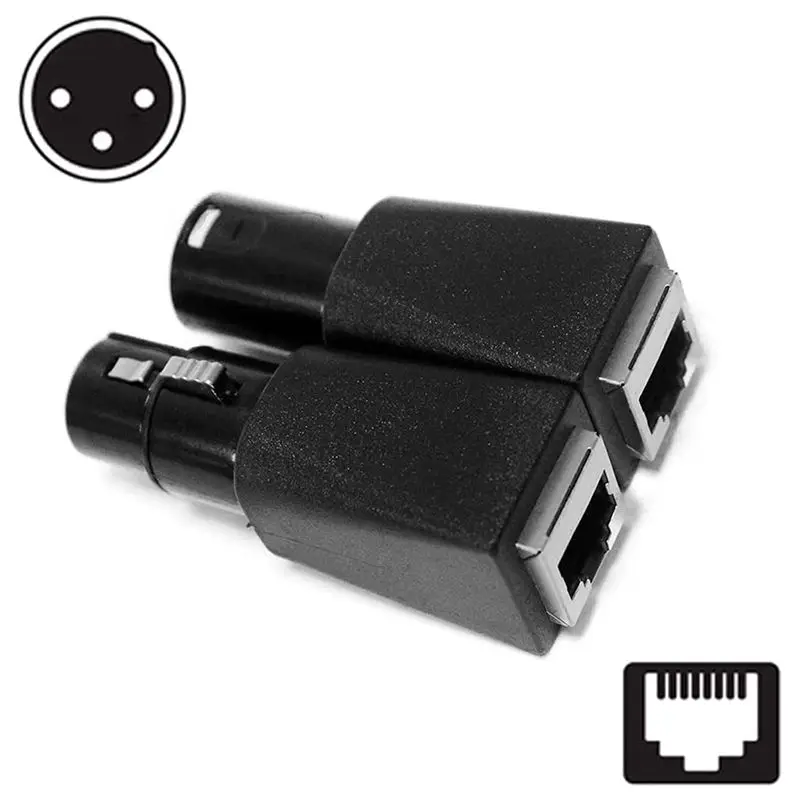 X64A-DMX To RJ45 Connector RJ45 Ethernet To 3 Pin XLR DMX Female & Male Adapter Sets (3PIN 3Pair)
