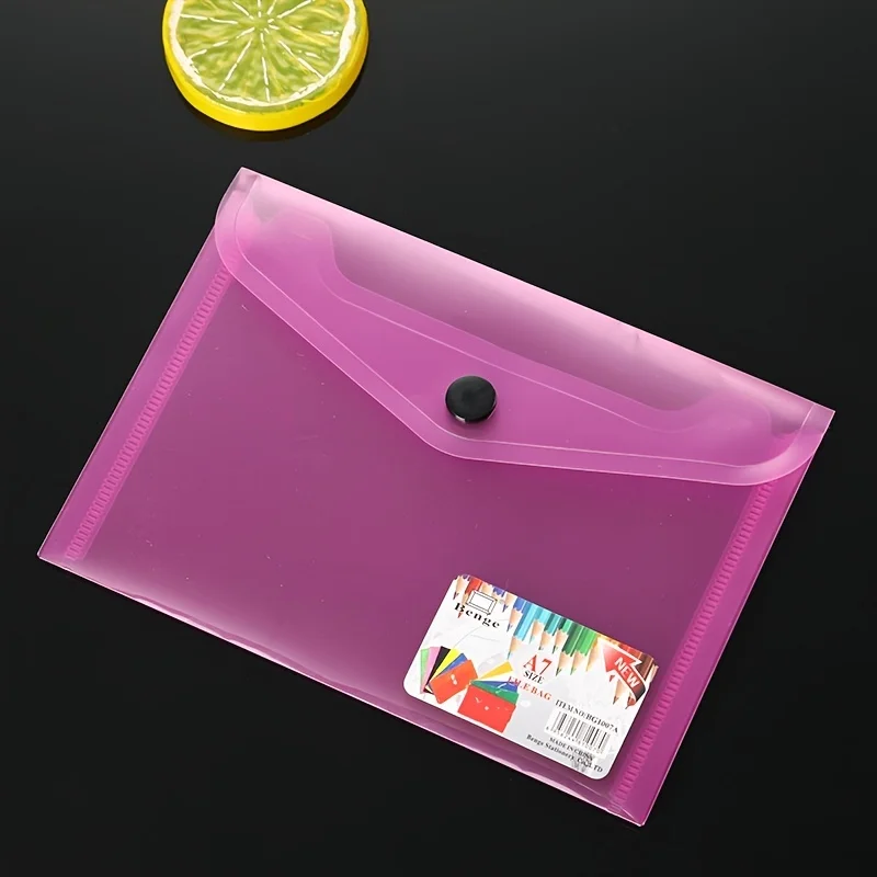 12pcs A7 Colored Clear File Folders Transparent Document Bags Plastic File Pouches for Office School Home Organizer for Papers