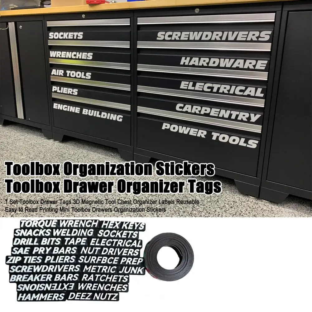 Magnetic Tool Box Labels Tool Chest Tags Magnetic Toolbox Drawer Tags for Easy Organization 3d Tool Chest Labels for Toolbox