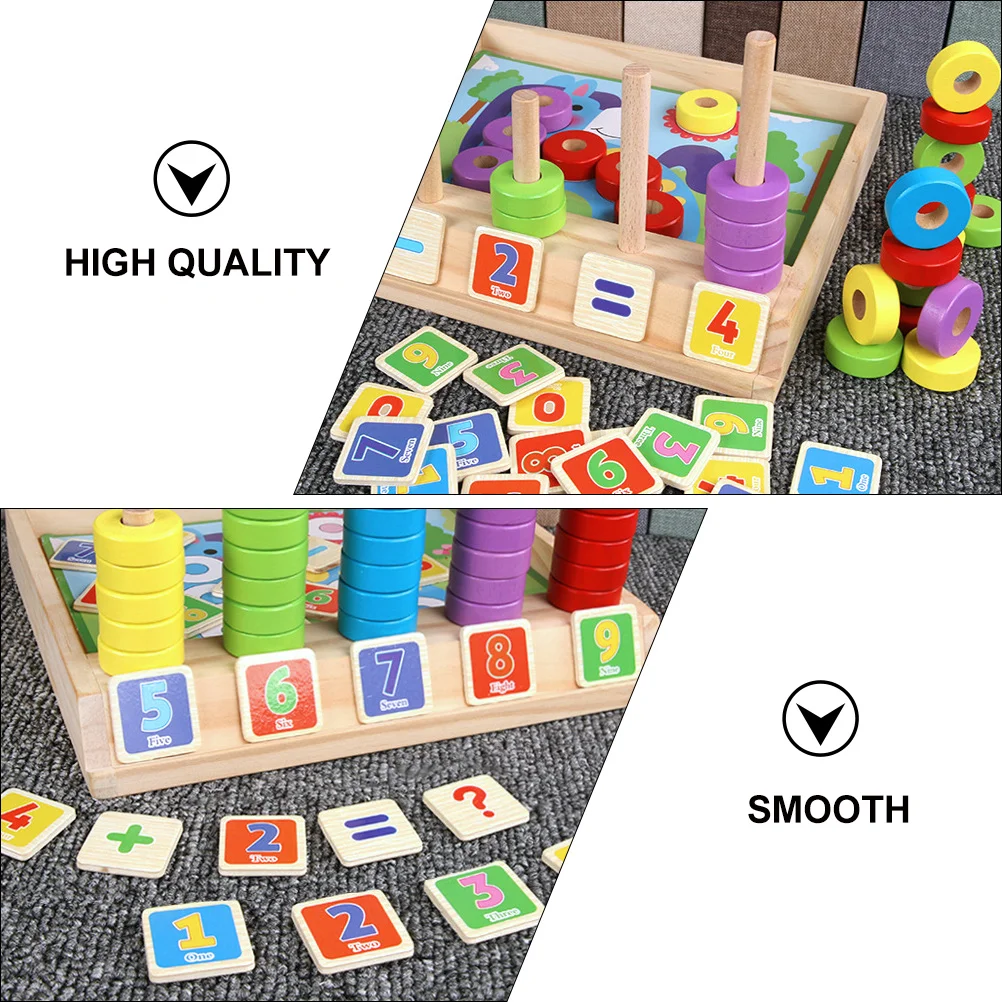 

Abacus Arithmetic Box Children Learning Toy Counting Three-dimensional Educational for Kids Wooden with Cards Math