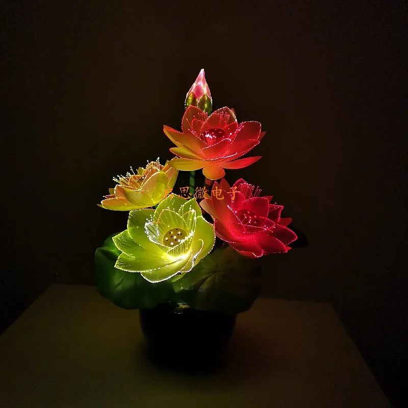 New Led flower lights Lotus light buddha lamp Fo lamp Novelty artistic optical fiber flower