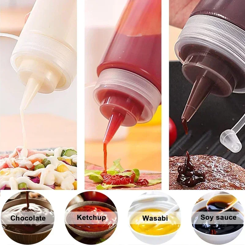 1Pcs Empty 120ml-1000ml Plastic PE Squeeze Bottles Multipurpose Condiment Squirt Bottles Sauces Containers For Ketchup BBQ Oils