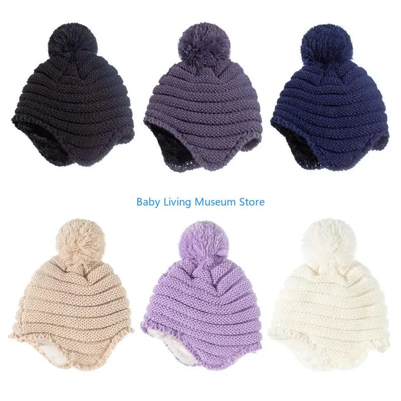 

P31C Fashion Children Solid Color Knitted Winter Hats Suits Children Winter Outdoor Warm Newborn Baby Clothes Accessories