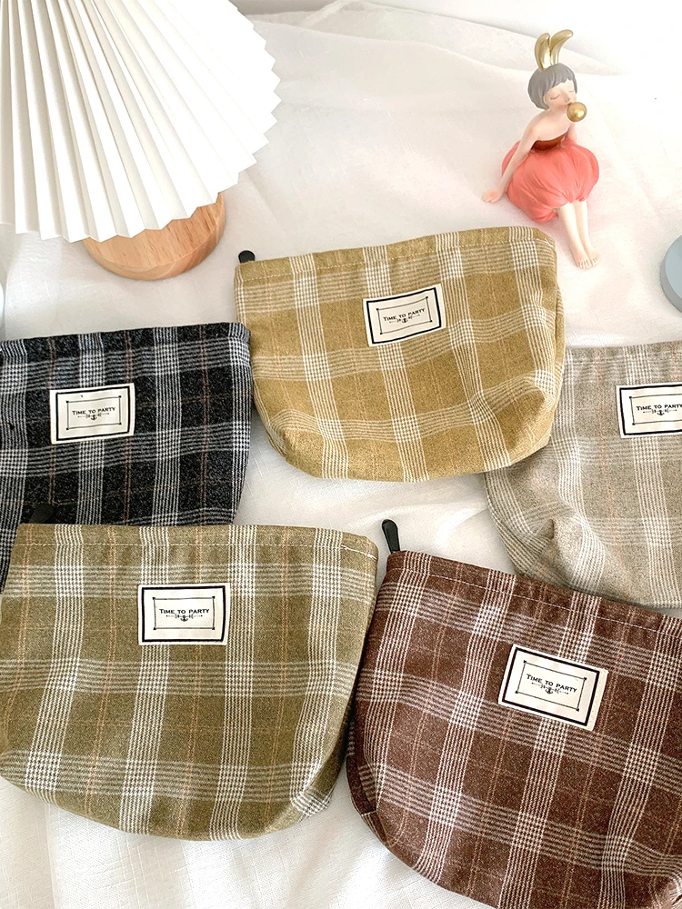 

Retro Plaid Briti Sle Cosmetic Bag Large Capaci Portable ular eup Storage Bag Toiletry Bag for Traveling