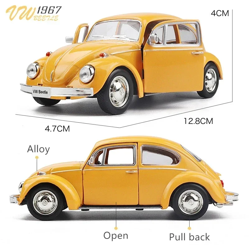 1:36 Mini Car 1967 VOLKSWAGEN Beetle Classic Alloy Car Model Diecasts Metal Toy Car Model Simulation Miniature Scale F346