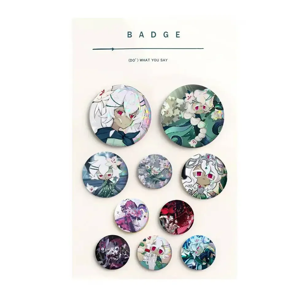 White lily C-Cookie Run Kingdom Mixed Theme Round Button Badge Set Anime Cartoon Music Game Pins for Bags Clothes Accessories