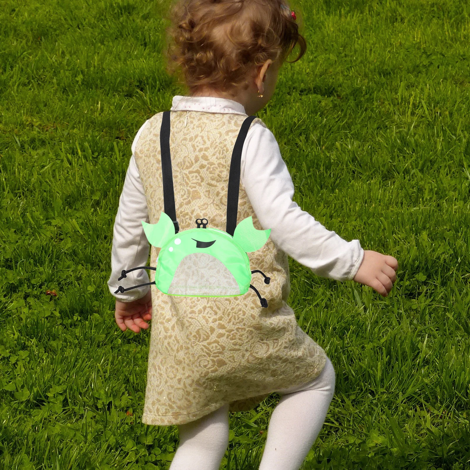 

Crab Design Large Capacity Kids Mesh Beach Shell Bag Organizer Portable Storage for Seashell Collecting Girls Beach Bag