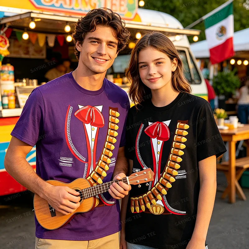 Mariachi Charro Mexikanisches Cinco De Mayo Kostüm T-Shirt Y2k Mexikanischer Cowboy Bandit Persönlichkeits-Grafik-T-Shirt Rock and Roll Kleidung – Detail 5