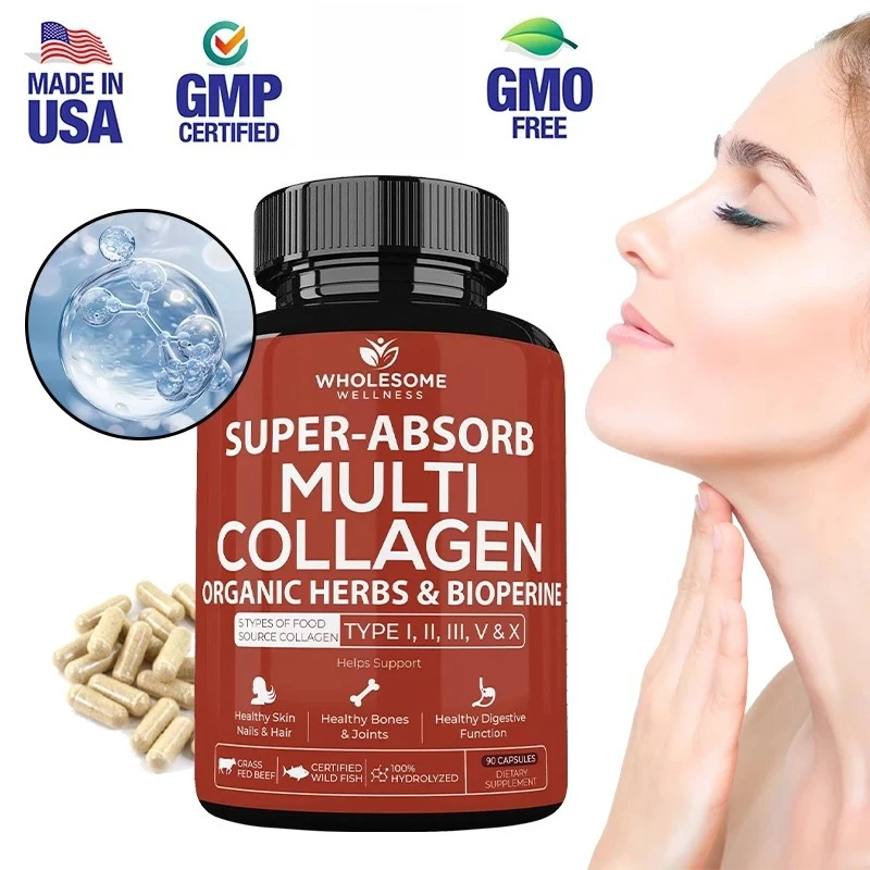 Ultra-absorbent Multi-collagen Supplement - Supports Healthy Skin, Nails, Hair, Joints, Bones, Aids Digestion and Gut Health