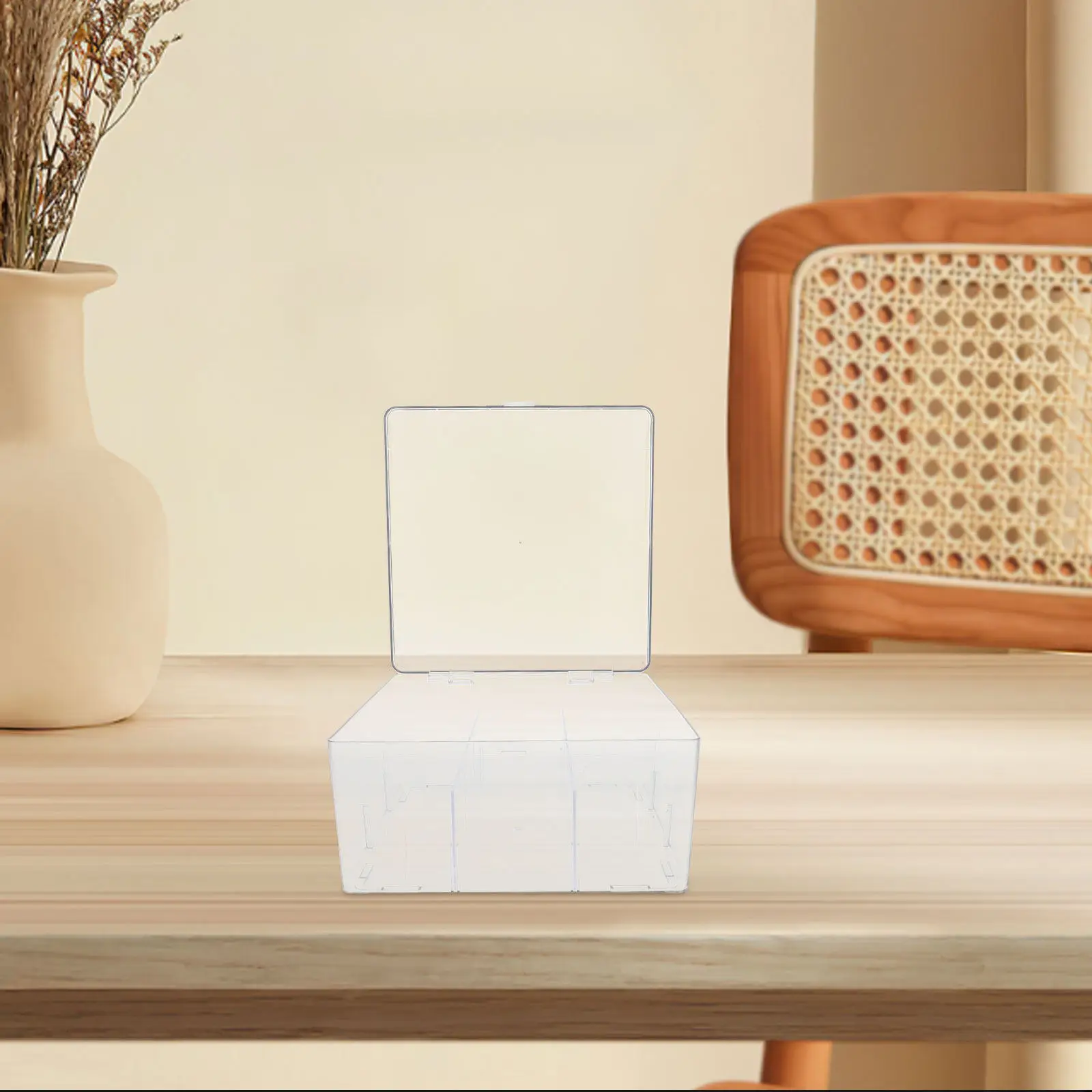 Clear Acrylic Card Storage Box Desktop Organizer Divided Sections Card Holder Game Business Postcard Storage Cards Box