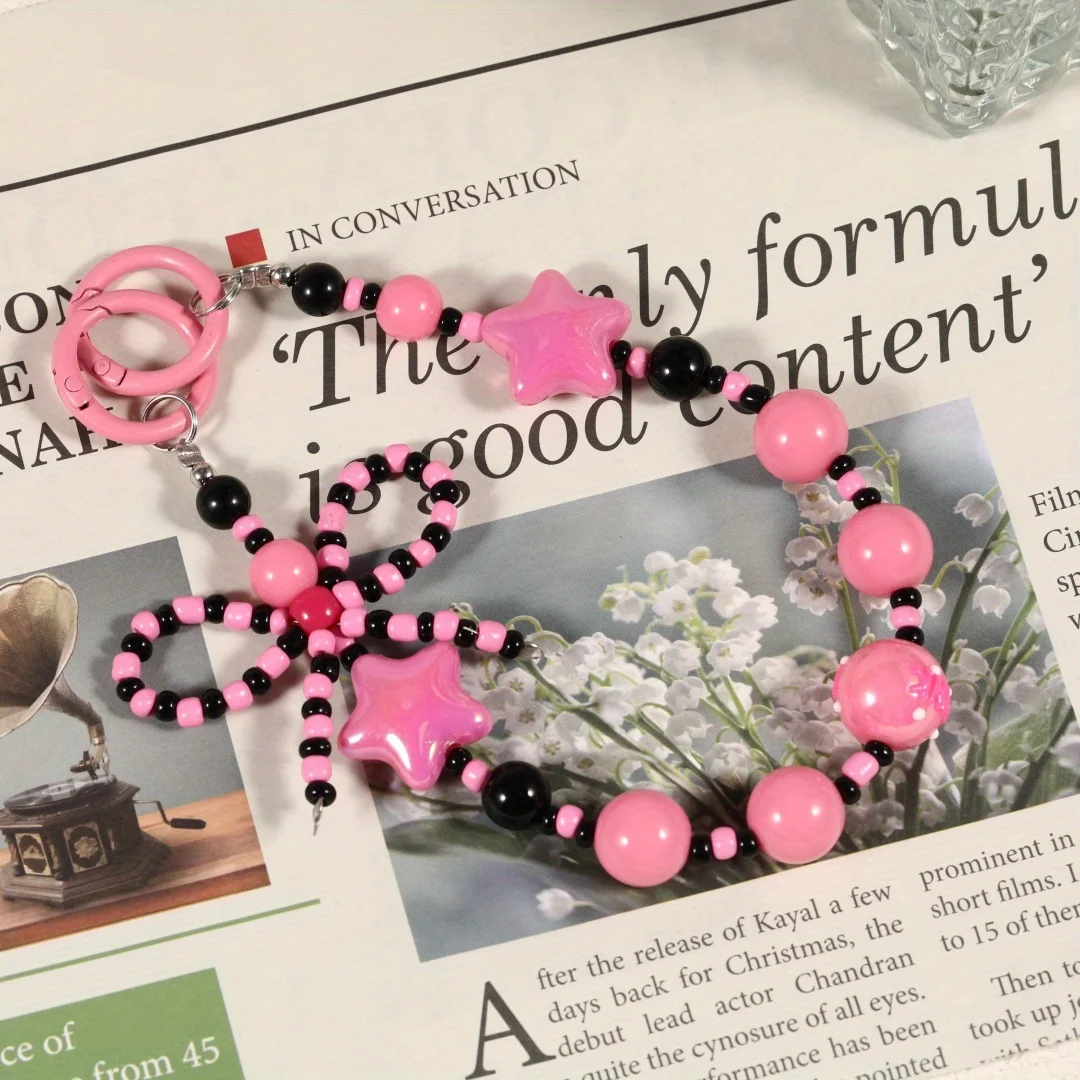 

Pink Bow Cute Phone Chain Fashionable and Simple Anti Lost Phone Hanging Rope