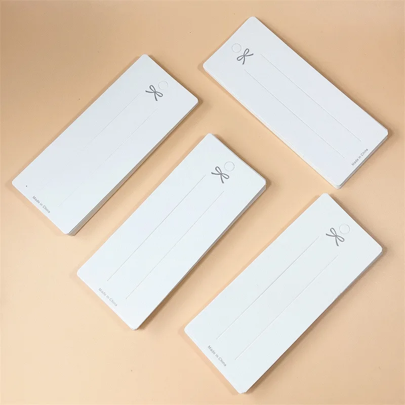 50pcs White Bow Long Cards Hairclips Hairpin Display Card for DIY Girls Hair Jewelry Display Packaging Card Retail Price Tag