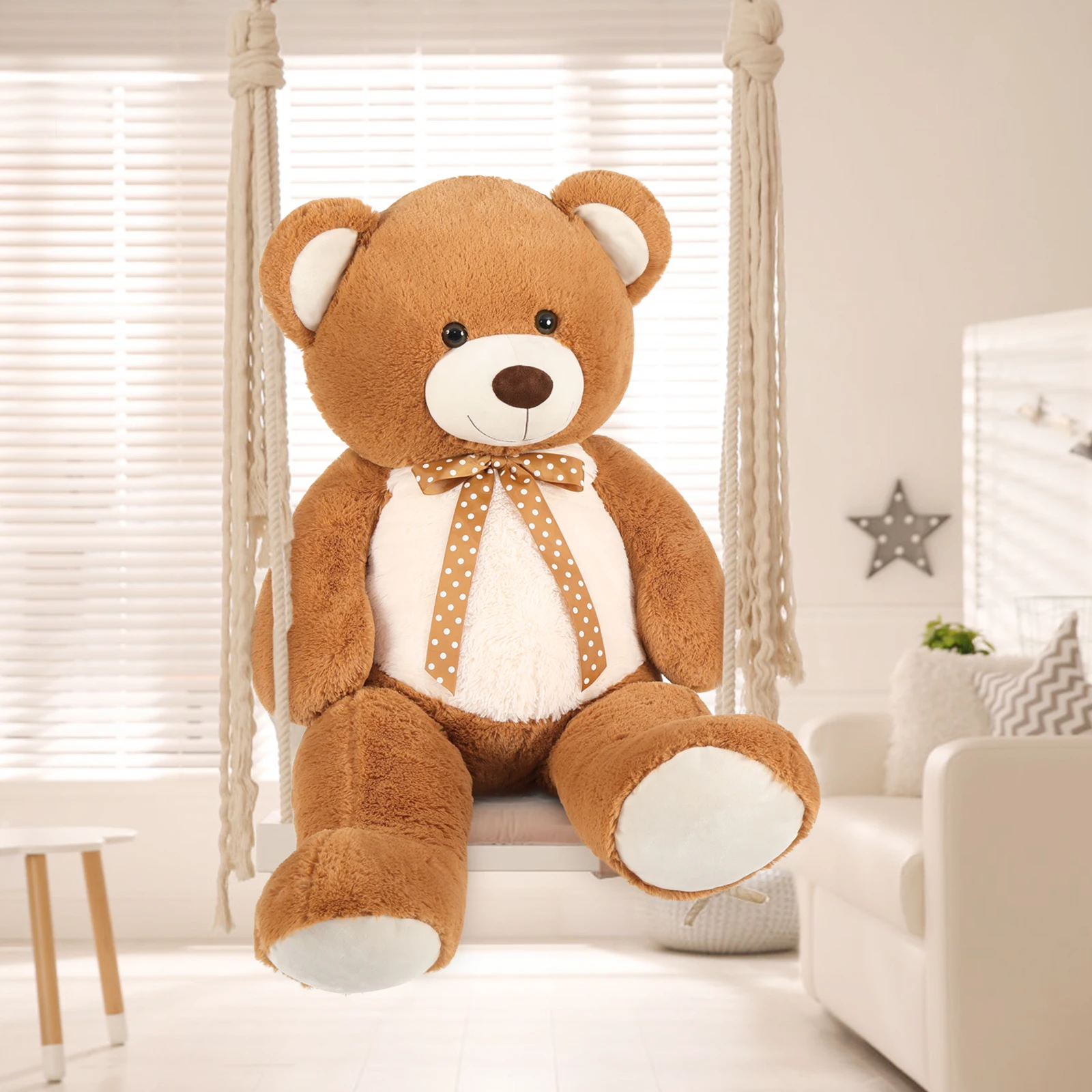 MorisMos Riesen-Teddybär, 1,2 m, Stofftier für Freundin, großer kuscheliger großer Bär für Kinder, Babyparty-Dekoration, Lebensgröße