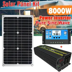 Solar Panel Kit 4000W/6000/8000W Pure Sine Wave Power Inverter Home Solar Power Generation System with 30A Solar Controller