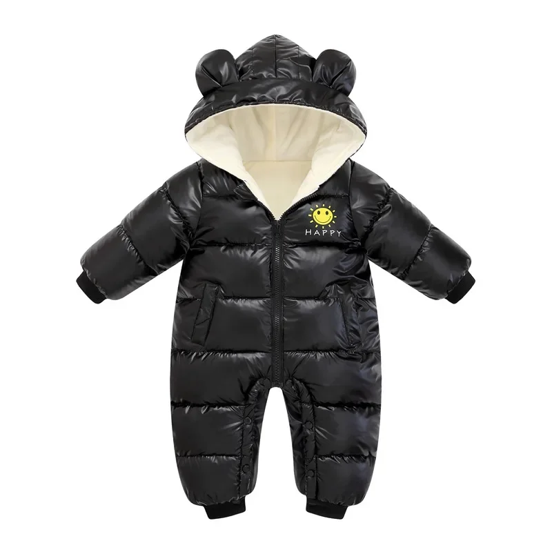 VERHOGEN 2024 Baby Boy Winter Rompertjes Plus Fluwelen Waterdicht No-wash Kid Jongen Jumpsuit Zon Print Glanzende Pasgeboren jongens Bodysuit Kleding