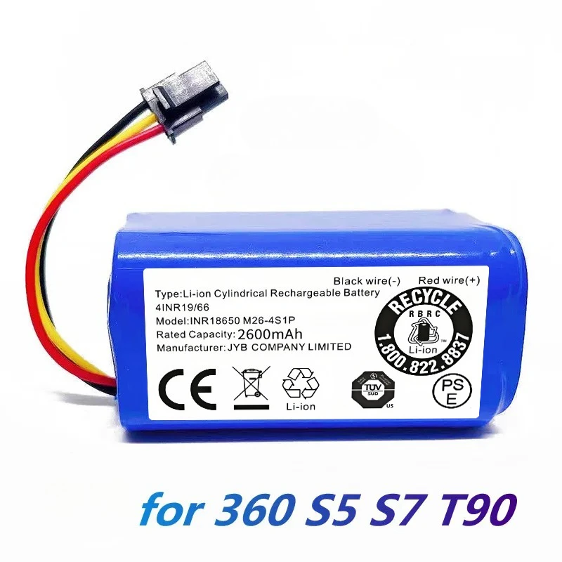 

14.8V 2600mAh Robot Vacuum Cleaner Battery Pack for Qihoo 360 S5 S7 S7Pro T90 X9 Robotic Vacuum Cleaner Replacement Batteries