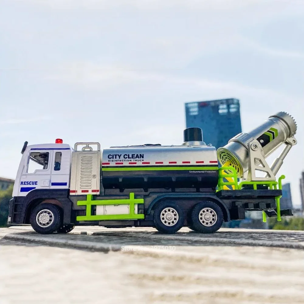 1:32 Anti Haze Spray Truck Miniatur Autos Spielzeug Modell Leichte Musik Staub Entfernung Auto Rad Zurückziehen Engineering Fahrzeug Jungen Geschenke