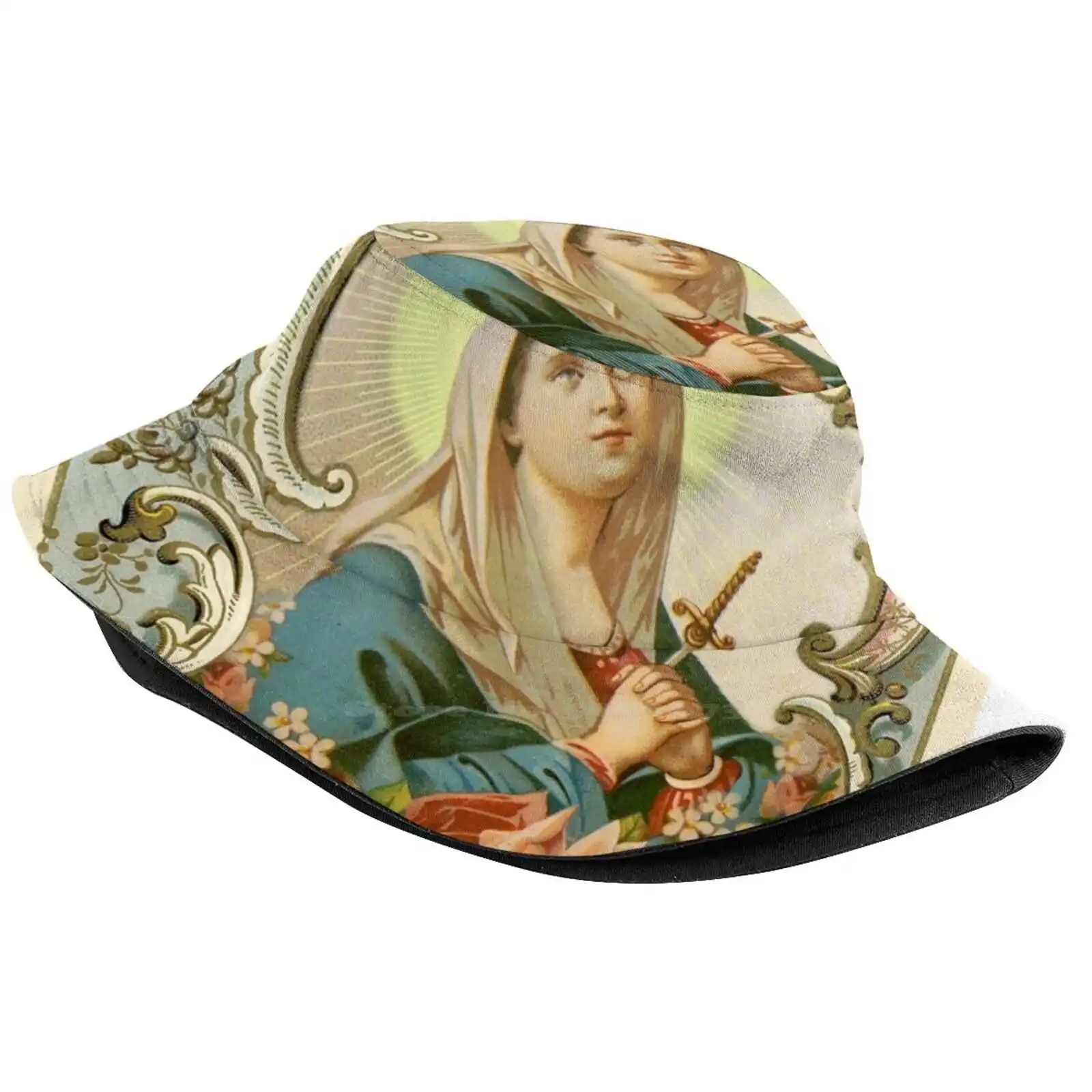 Mater Dolorosa Bucket Hat Beach Tourism Hats Breathable Sun Cap Passion Of Christ Our Lady Of Sorrows Holy Week Mater Dolorosa