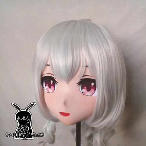 (Coelho 65) cabeça cheia crossdress menina bjd boneca máscara tóquio ghoul cos dos desenhos animados anime realista silicone nana cosplay máscara kigurumi