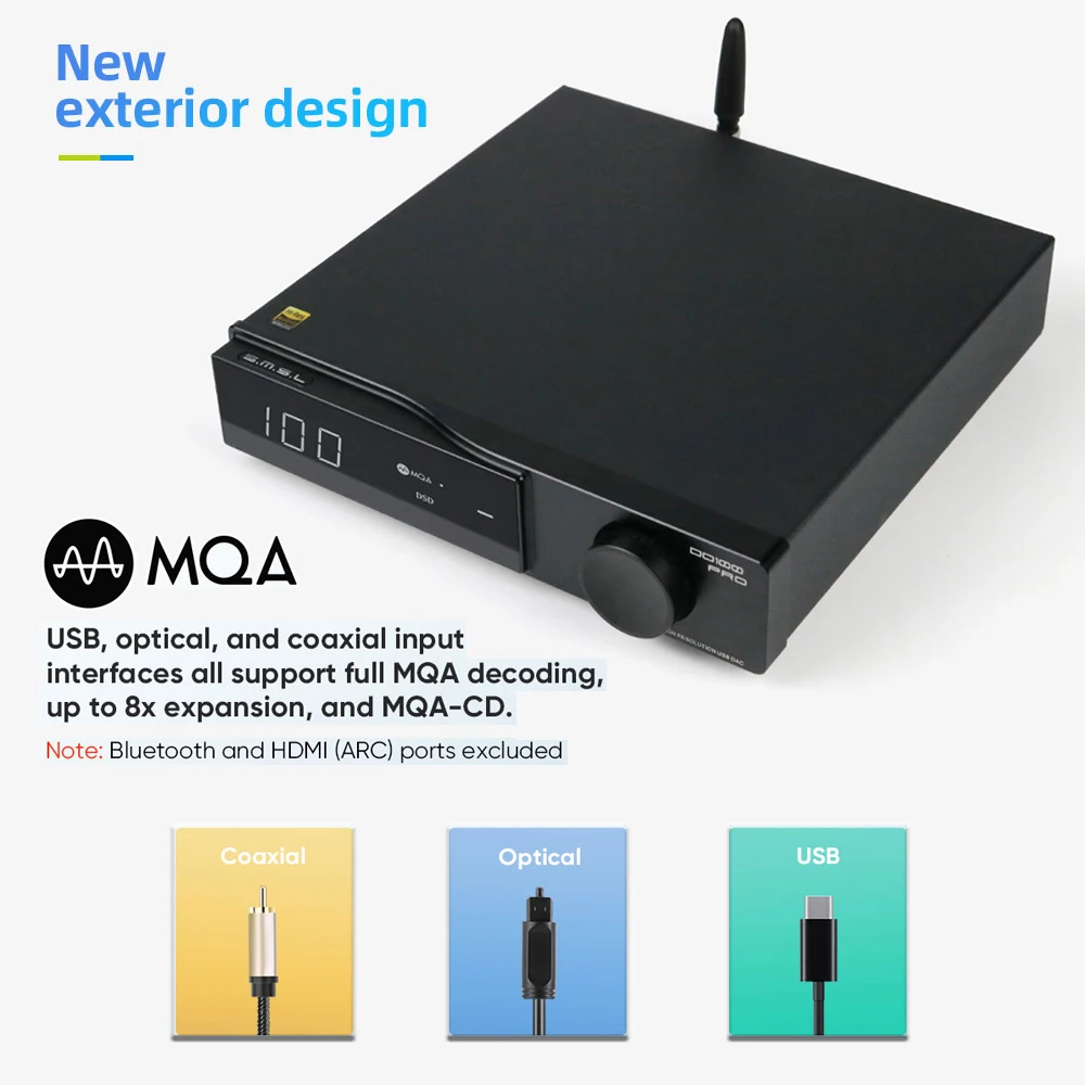 SMSL DO100Pro Hi-Res DAC Dual ES9039Q2M Decoder Bluetooth5.1 MQA DAC 24bit/96kHz DSD512 OPA1612 HDMI-ARC High End Digital DAC - Image 3